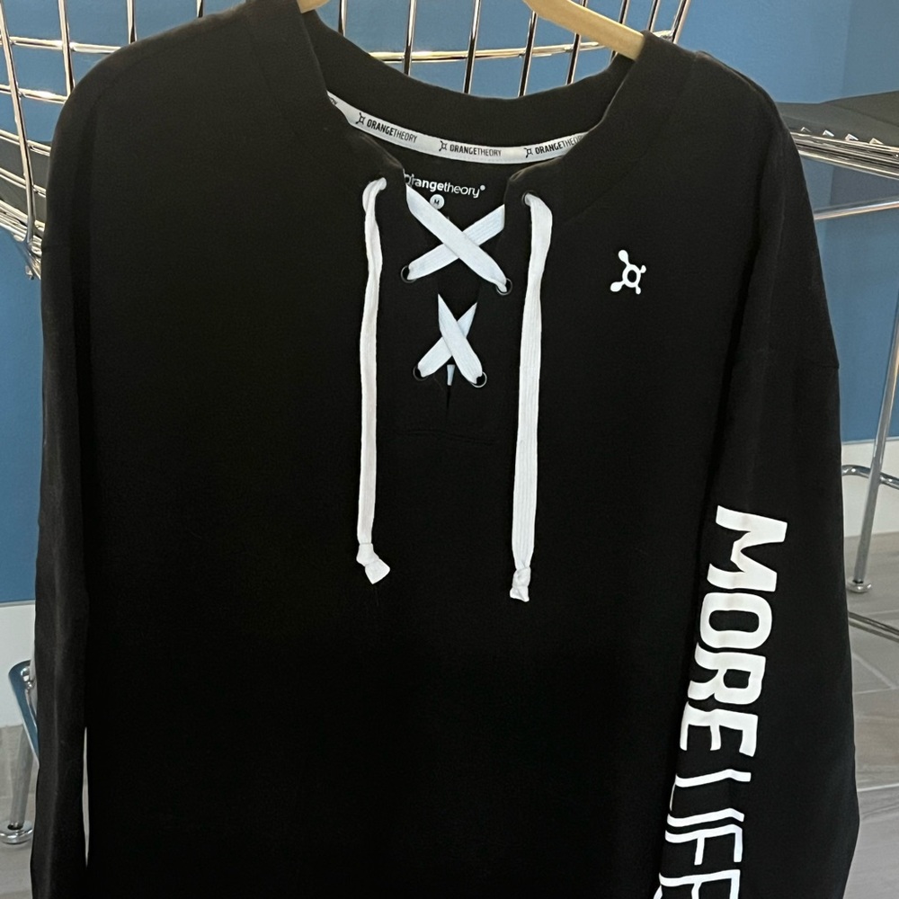 Orangetheory black lace up sweatshirt